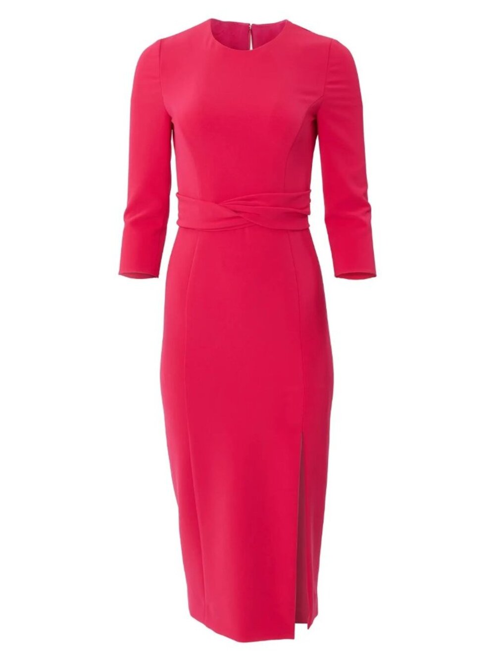 Carolina Herrera Twist Detail Womens Front Slit Midi Sheath Dress Begonia Size 6 - Picture 4 of 9